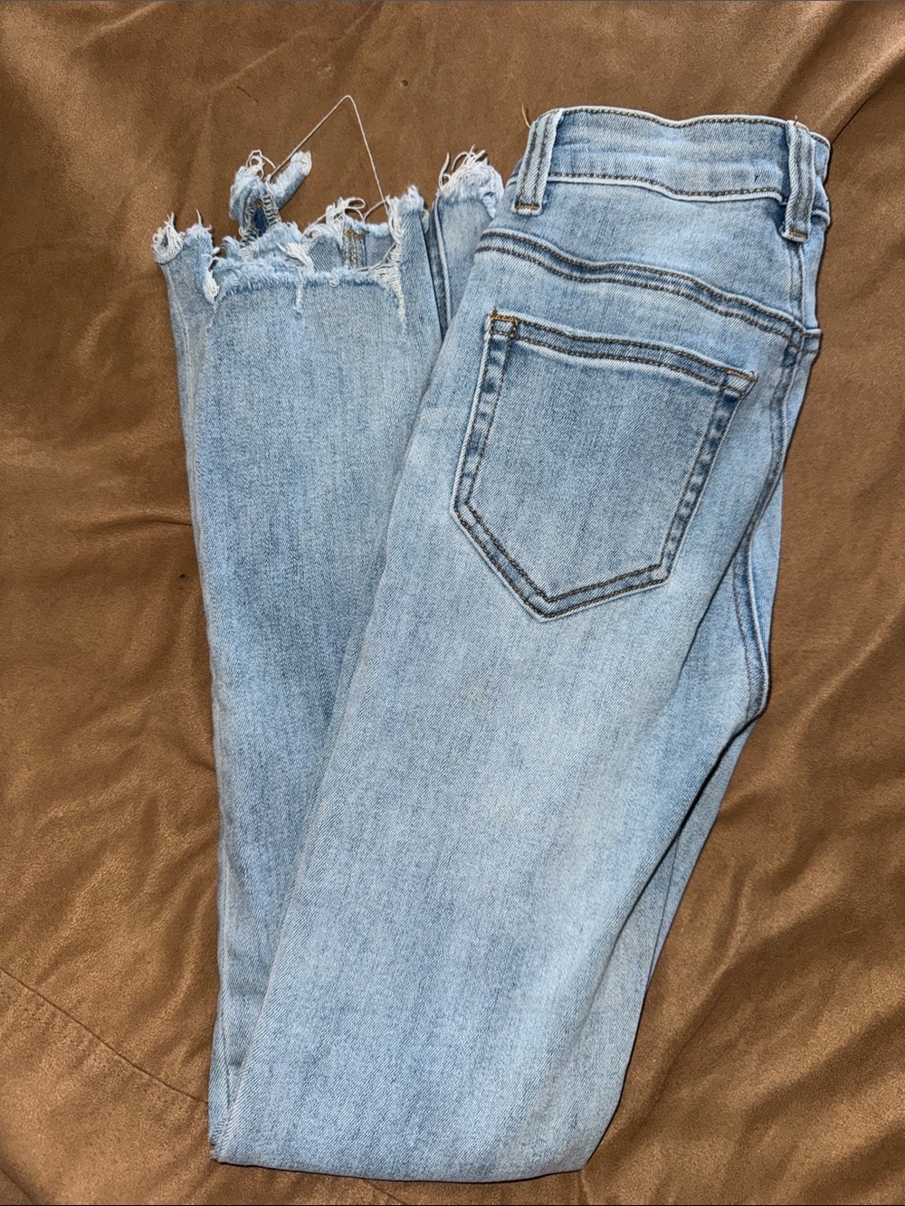 Flowers by Zoe Light Blue Distressed Hem Kids Jeans